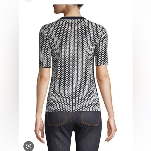 *Final Price* Tory Burch NWT Gemini Link Jacquard Short-Sleeve Sweater Size SP - Picture 4 of 10